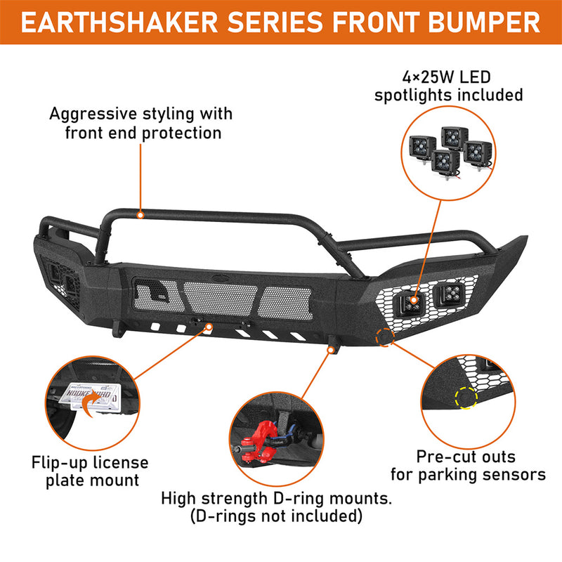 Load image into Gallery viewer, Hooke Road 2016-2018 GMC Sierra 1500 Front Bumper w/ Winch Plate b9470 8
