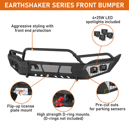 Hooke Road 2016-2018 GMC Sierra 1500 Front Bumper w/ Winch Plate b9470 8