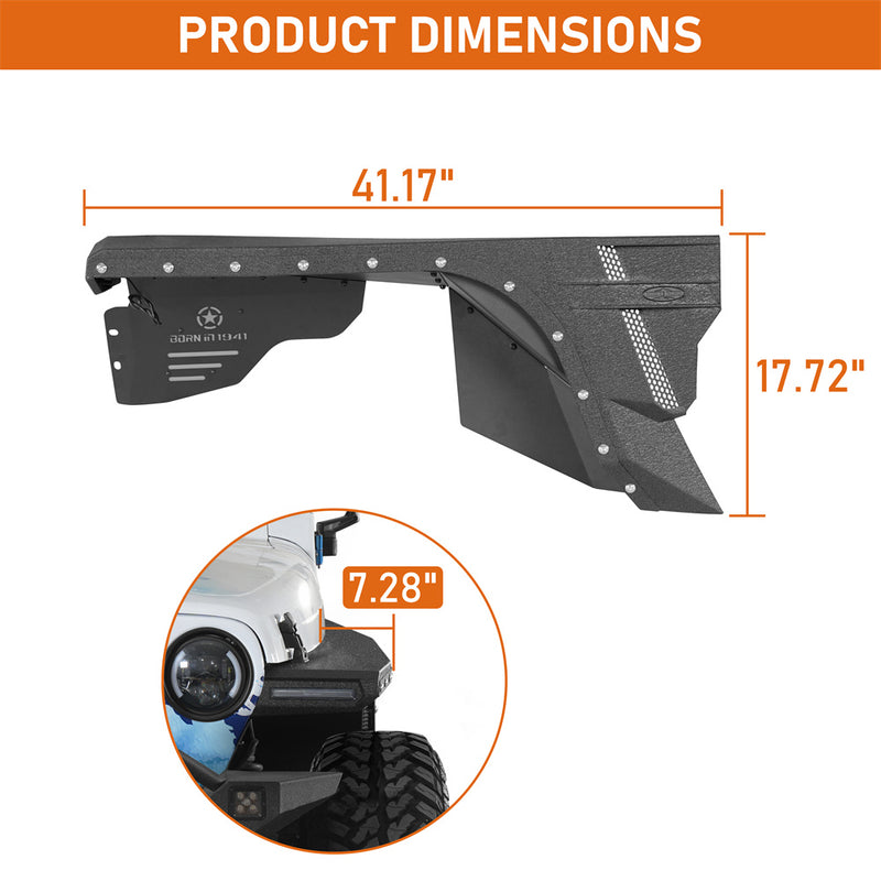 Load image into Gallery viewer, 1997-2006 Jeep Wrangler TJ Front Fender Flares &amp; Inner Liners Kit Hooke Road b1074 5

