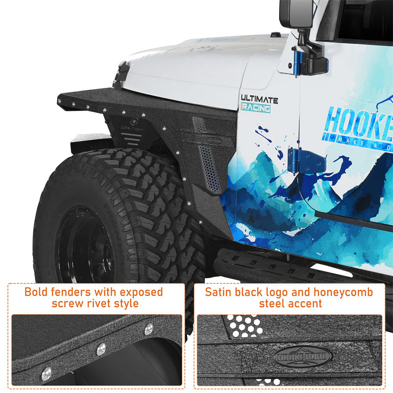 Load image into Gallery viewer, 1997-2006 Jeep Wrangler TJ Front Fender Flares &amp; Inner Liners Kit Hooke Road b1074 6
