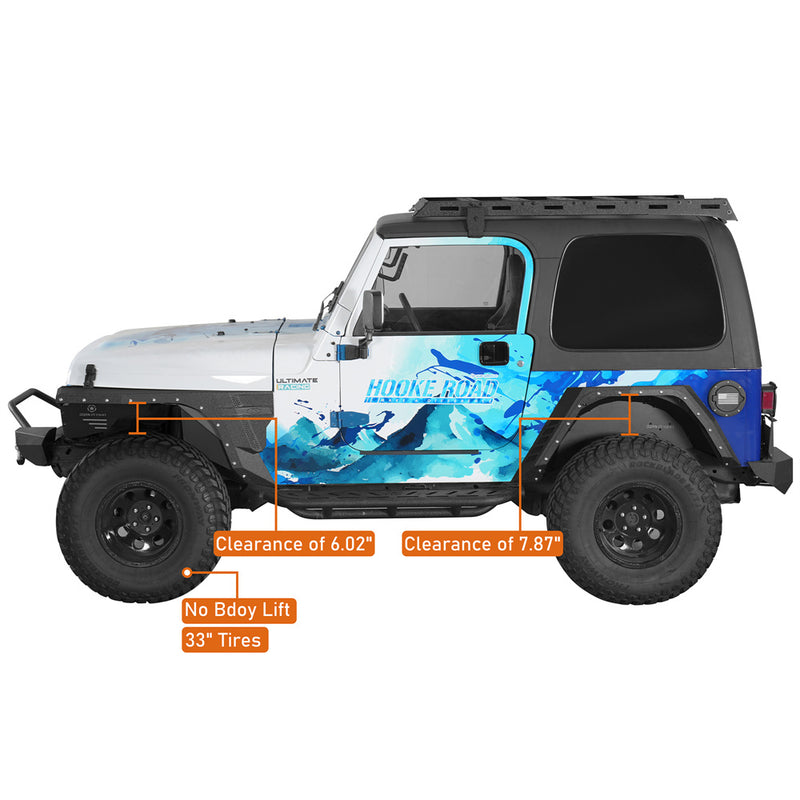 Load image into Gallery viewer, 1997-2006 Jeep Wrangler TJ Front Fender Flares &amp; Inner Liners Kit Hooke Road b1074 9
