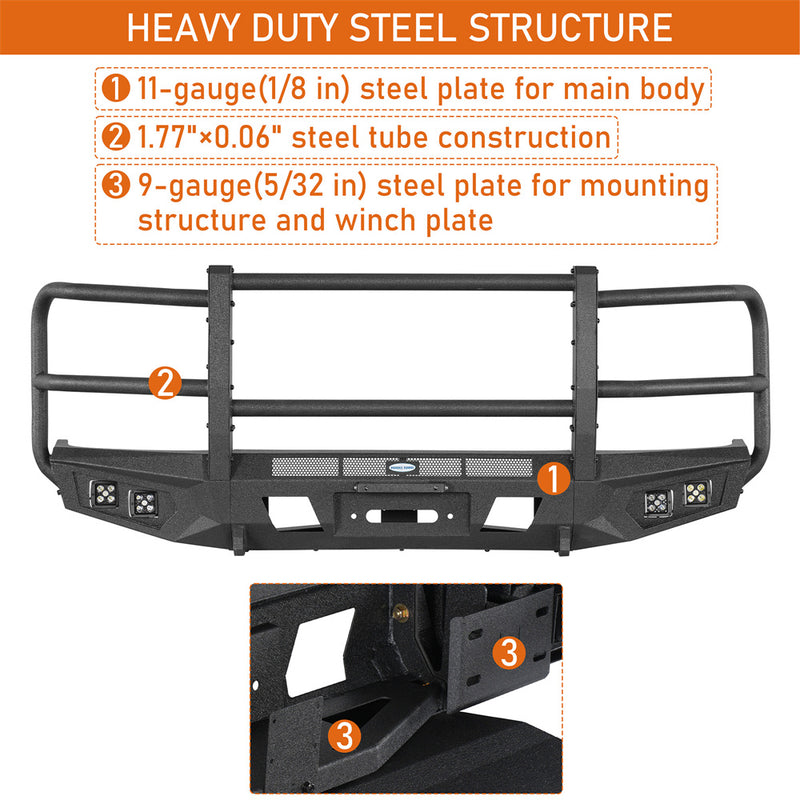 Load image into Gallery viewer, Hooke Road Front Bumper with Grille Guard for 2008-2026 Ford E-350 b8701 10
