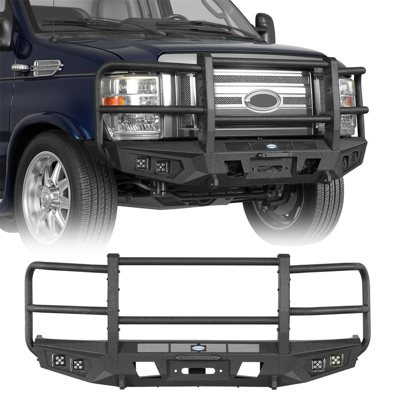 Load image into Gallery viewer, Hooke Road Front Bumper with Grille Guard for 2008-2026 Ford E-350 b8701 1
