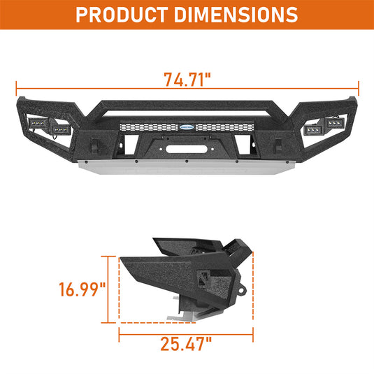 Hooke Road 2016-2023 Toyota Tacoma Front Bumper Skid Plate Winch Plate b4238 6