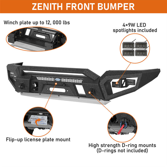 Hooke Road 2016-2023 Toyota Tacoma Front Bumper Skid Plate Winch Plate b4238 9