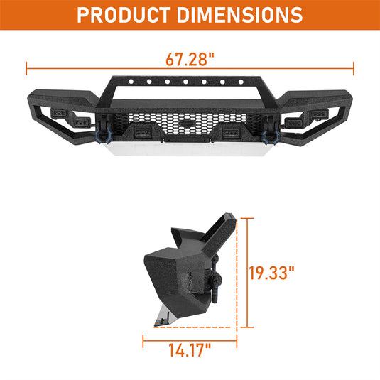 Full-Width Front Bumper for 2018-2026 Jeep Wrangler JL & Gladiaotr JT Hooke Road b3107s 5