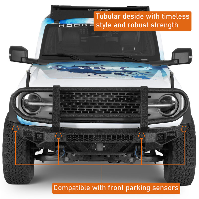 Load image into Gallery viewer, Hooke Road Grille Guard Front Bumper for 2021-2026 Ford Bronco 8956 6
