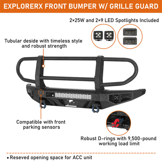 Hooke Road Grille Guard Front Bumper for 2021-2026 Ford Bronco 8956 9