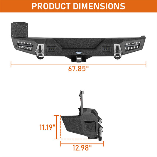 2018-2026 Jeep Wrangler JL Rear Bumper w/ Built-in Hitch Reciever Hooke Road b3110s 5