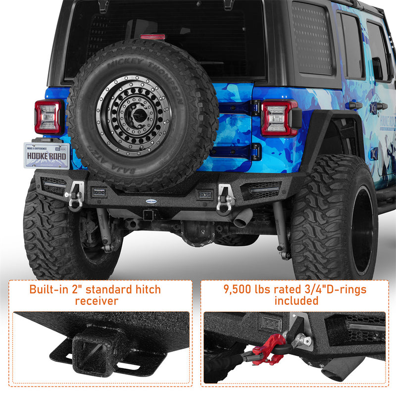 Load image into Gallery viewer, 2018-2026 Jeep Wrangler JL Rear Bumper w/ Built-in Hitch Reciever Hooke Road b3110s 6
