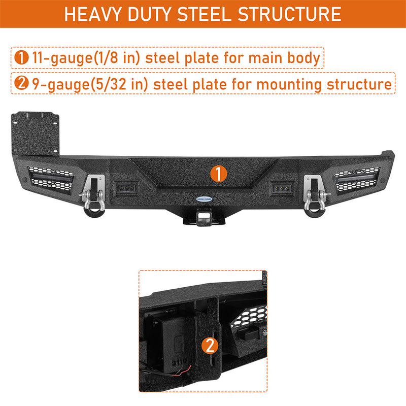 Load image into Gallery viewer, 2018-2026 Jeep Wrangler JL Rear Bumper w/ Built-in Hitch Reciever Hooke Road b3110s 7
