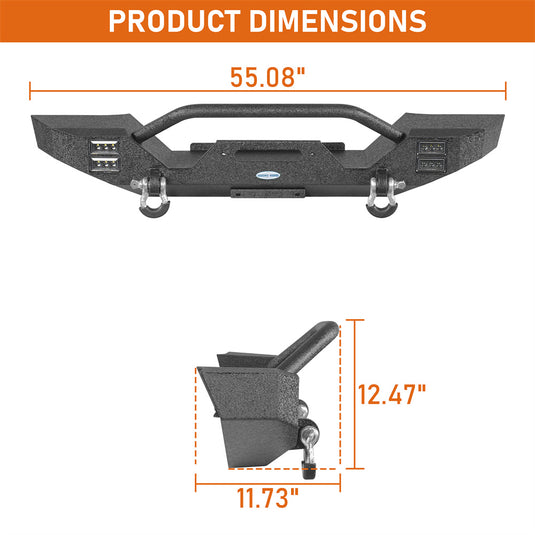 Mid-Width Front Bumper for 1976-1986 Jeep CJ-5 CJ-7 CJ-8 Scrambler Hooke Road b1091s 5
