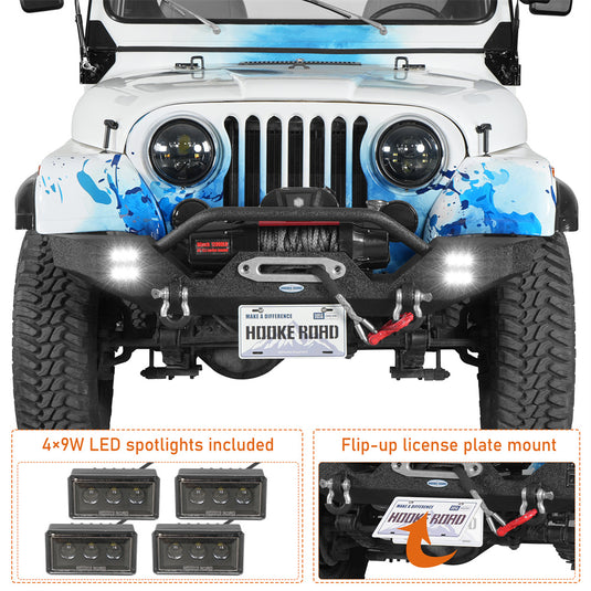 Mid-Width Front Bumper for 1976-1986 Jeep CJ-5 CJ-7 CJ-8 Scrambler Hooke Road b1091s 6