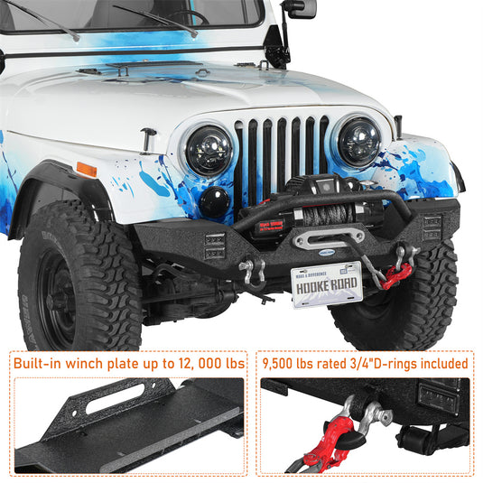 Mid-Width Front Bumper for 1976-1986 Jeep CJ-5 CJ-7 CJ-8 Scrambler Hooke Road b1091s 7