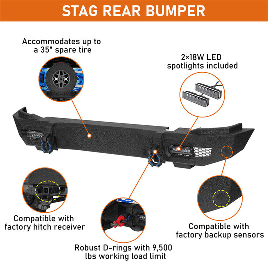 Hooke Road Off-road Rear Bumper for 2021-2026 Ford Bronco b9851s 7