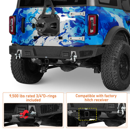 2021-2026 Ford Bronco Rear Bumper with 4 LED Lights b8952s 6