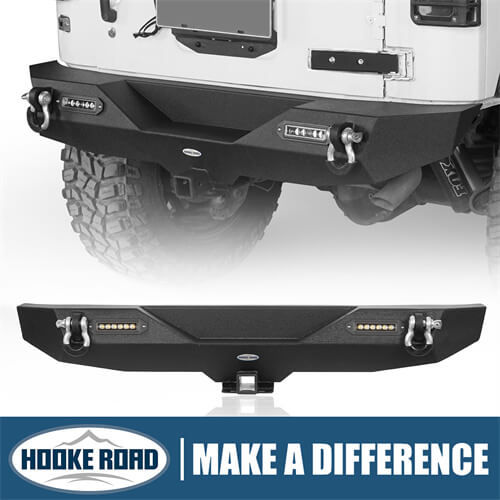 HookeRoad Different Trail Rear Bumper w/Hitch Receiver & LED Lights for 2007-2018 Jeep JK b2030s 1