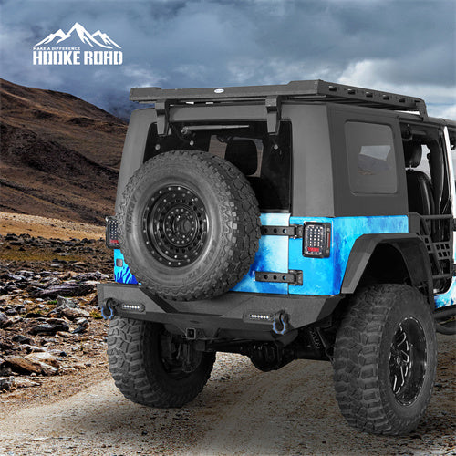 HookeRoad Different Trail Rear Bumper w/Hitch Receiver & LED Lights for 2007-2018 Jeep JK b2030s 5