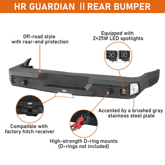 Steel Rear Bumper w/ Spotlights for 2004-2006 Dodge Durango Hooke Road b6856s 8