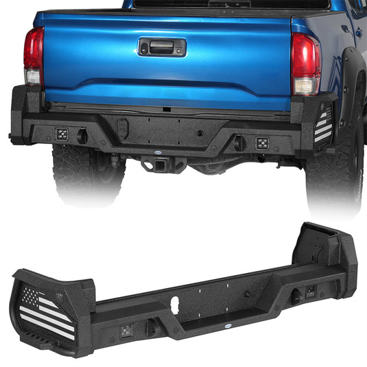 Rear Bumper w/ Bedside Slider Steps for 2016-2023 Toyota Tacoma Hooke Road b4234s 1