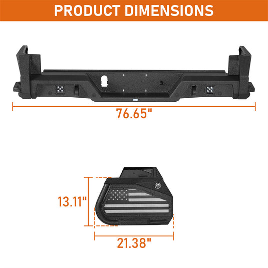 Rear Bumper w/ Bedside Slider Steps for 2016-2023 Toyota Tacoma Hooke Road b4234s 4