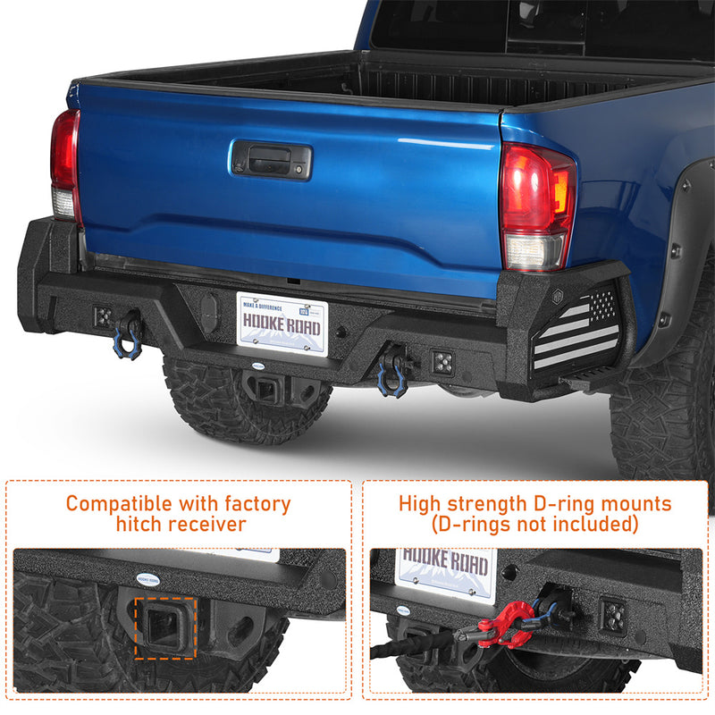 Load image into Gallery viewer, Rear Bumper w/ Bedside Slider Steps for 2016-2023 Toyota Tacoma Hooke Road b4234s 7
