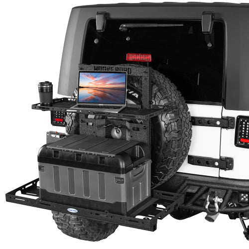 Load image into Gallery viewer, Hooke Road  Jeep Wrangler Tailgate Cargo Carrier w/ Foldable Table for 2007-2018 Jeep Wrangler JK b2100s 3
