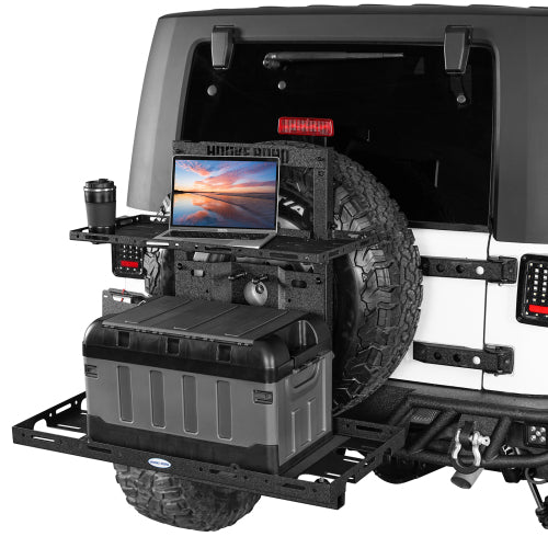 Hooke Road  Jeep Wrangler Tailgate Cargo Carrier w/ Foldable Table for 2007-2018 Jeep Wrangler JK b2100s 3