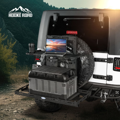 Load image into Gallery viewer, Hooke Road  Jeep Wrangler Tailgate Cargo Carrier w/ Foldable Table for 2007-2018 Jeep Wrangler JK b2100s 6
