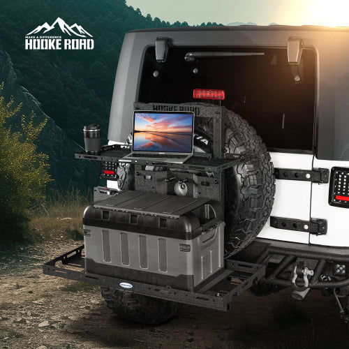 Hooke Road  Jeep Wrangler Tailgate Cargo Carrier w/ Foldable Table for 2007-2018 Jeep Wrangler JK b2100s 6