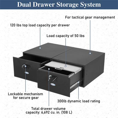 Load image into Gallery viewer, Trunk Storage Drawer for Jeep Wrangler JK JL &amp; Ford Bronco Hooke Road b2123s 7
