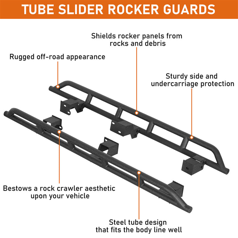 Load image into Gallery viewer, Tube Slider Rocker Guards for 1995-2005 Chevy S10 Blazer 4-Door Hooke Road b7260 7
