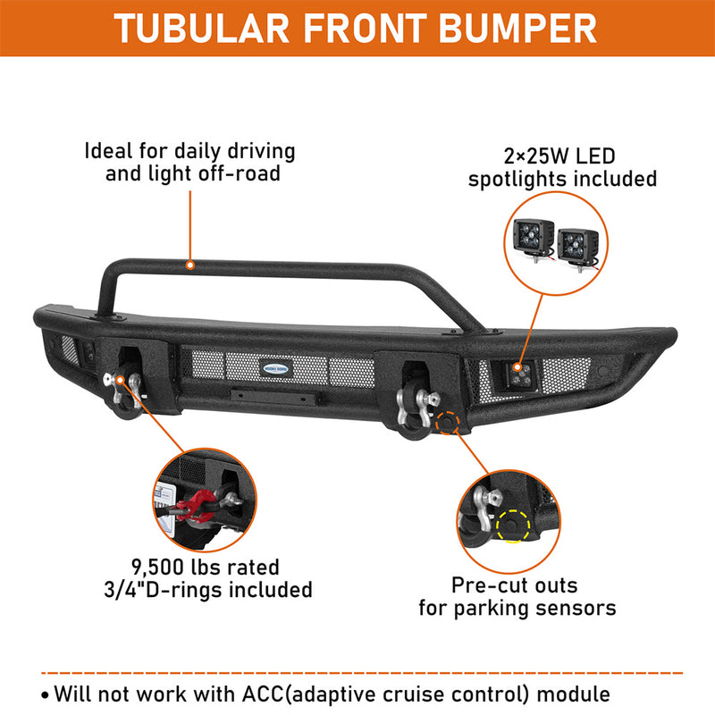 Load image into Gallery viewer, Tubular Front Bumper for 2021-2026 Ford Bronco Hooke Road b8953s 8
