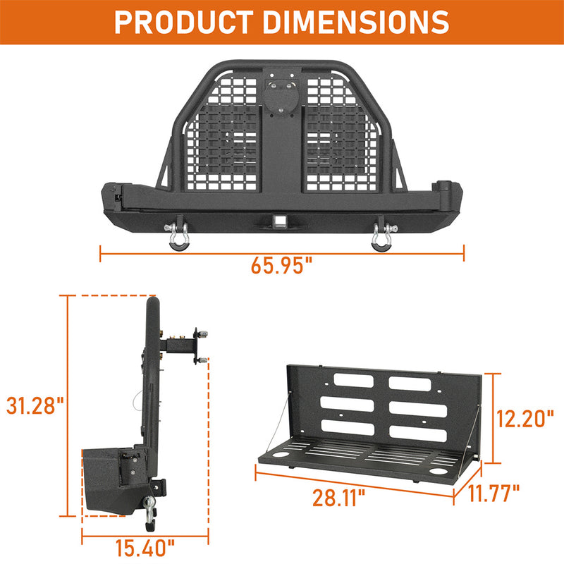 Load image into Gallery viewer, Jeep Cherokee XJ Rear Bumper w/ Swing Out Tire Carrier &amp; Foldable Table b9030 5

