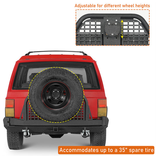 Jeep Cherokee XJ Rear Bumper w/ Swing Out Tire Carrier & Foldable Table b9030 8