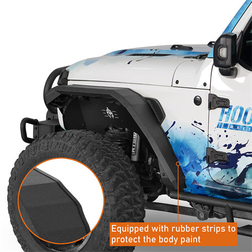Load image into Gallery viewer, Jeep Flat Front Fender Flares for 2018-2025 Jeep Wrangler JL &amp; 2020-2025 Gladiator JT Hooke Road b30332s 10
