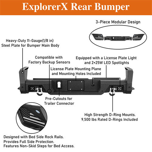 2020-2024 Jeep Gladiator JT Rear Bumper Offroad Bumper 4x4 Truck Parts - Hooke Road b7019s 18
