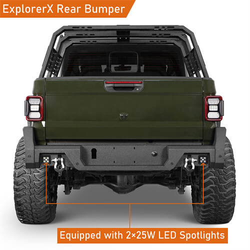 2020-2024 Jeep Gladiator JT Rear Bumper Offroad Bumper 4x4 Truck Parts - Hooke Road b7019s 8