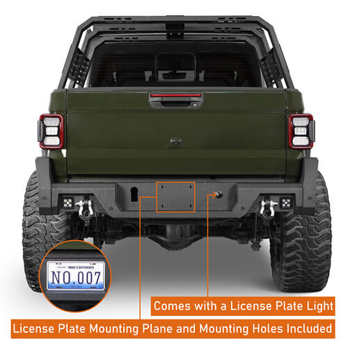 2020-2024 Jeep Gladiator JT Rear Bumper Offroad Bumper 4x4 Truck Parts - Hooke Road b7019s 9