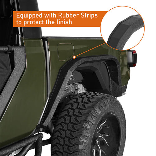 2020-2023 Jeep Gladiator JT Steel Flat Rear Fender Flares - Hooke Road b7016s 4
