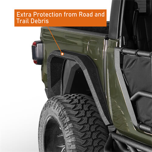 Load image into Gallery viewer, 2020-2023 Jeep Gladiator JT Steel Flat Rear Fender Flares - Hooke Road b7016s 5
