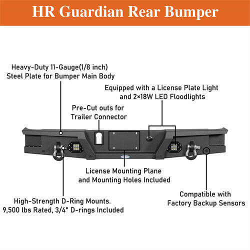 Load image into Gallery viewer, HookeRoad Jeep Gladiator Rear Bumper for 2020-2024 Jeep Gladiator JT b7003s 14
