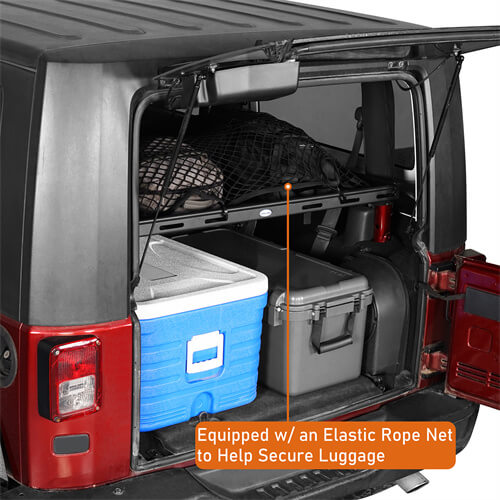 CheroCar Front Door Shelf Cargo Rack – Storage Kit For Jeep Wrangler JK JKU 2007-2010 – Black Aluminum