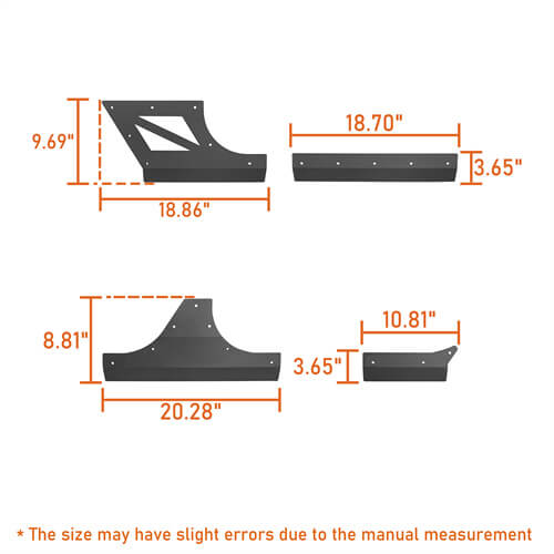 HookeRoad Jeep JK Body Armor Cladding for 2007-2018 Jeep Wrangler JK 4-Door b2045s 13