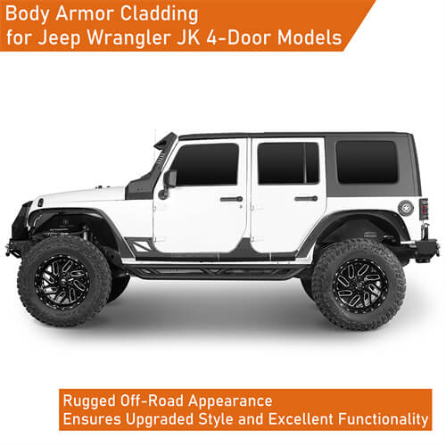 HookeRoad Jeep JK Body Armor Cladding for 2007-2018 Jeep Wrangler JK 4-Door b2045s 8