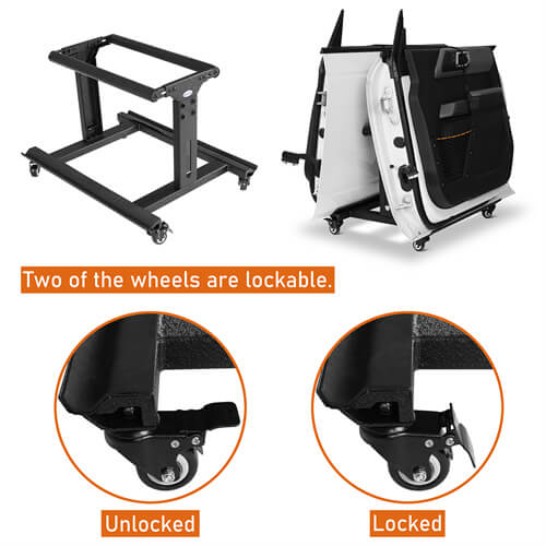 Door Storage Rack Cart Fits For 2 Doors 97-23 Jeep Wrangler TJ JK JL Gladiator JT & 21-23 Ford Bronco - HookeRoad b1033 17