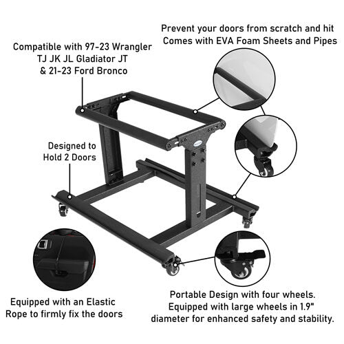 Load image into Gallery viewer, Door Storage Rack Cart Fits For 2 Doors 97-23 Jeep Wrangler TJ JK JL Gladiator JT &amp; 21-23 Ford Bronco - HookeRoad b1033 19
