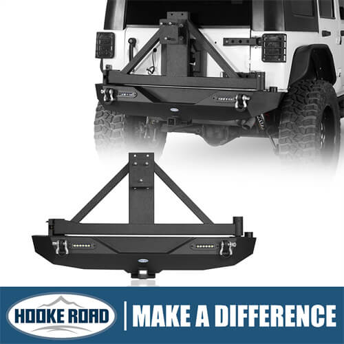 HookeRoad Jeep JK Rear Bumper w/Tire Carrier & Hitch Receiver for 2007-2018 Jeep Wrangler JK  b2029s 1