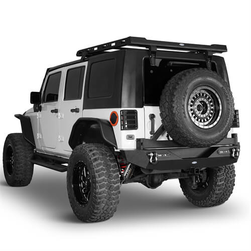 HookeRoad Jeep JK Rear Bumper w/Tire Carrier & Hitch Receiver for 2007-2018 Jeep Wrangler JK  b2029s 5