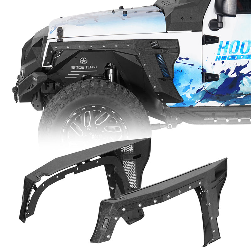 Load image into Gallery viewer, Hooke Road Front Fender Flares w/ Turn Signal Lights (07-18 Jeep Wrangler JK)
